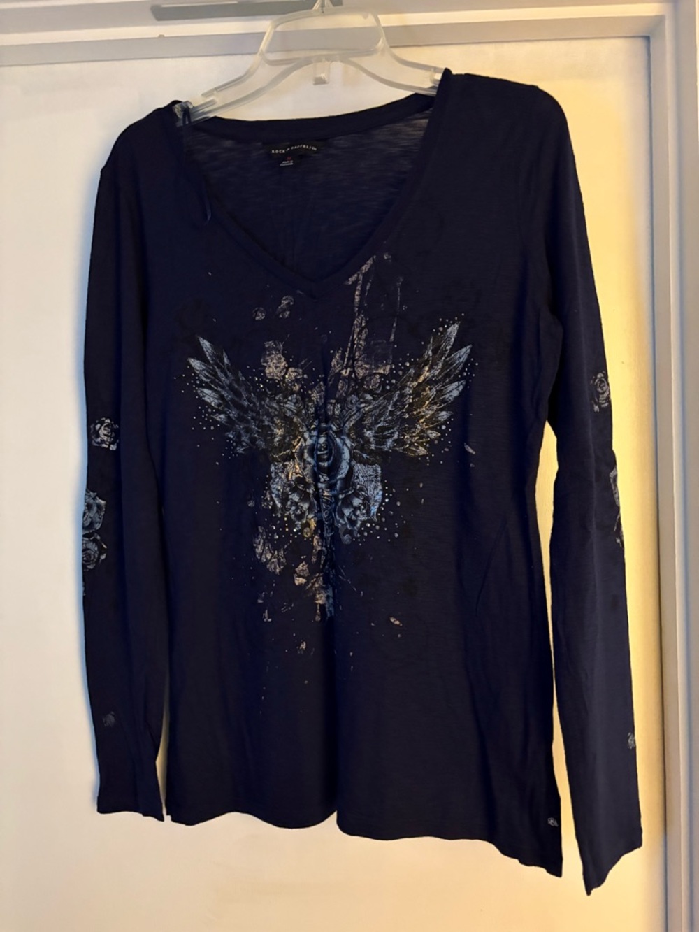 Bundle of 3 Long Sleeve V-Neck Tops - Navy, Teal and Gray - Picture 2 of 13